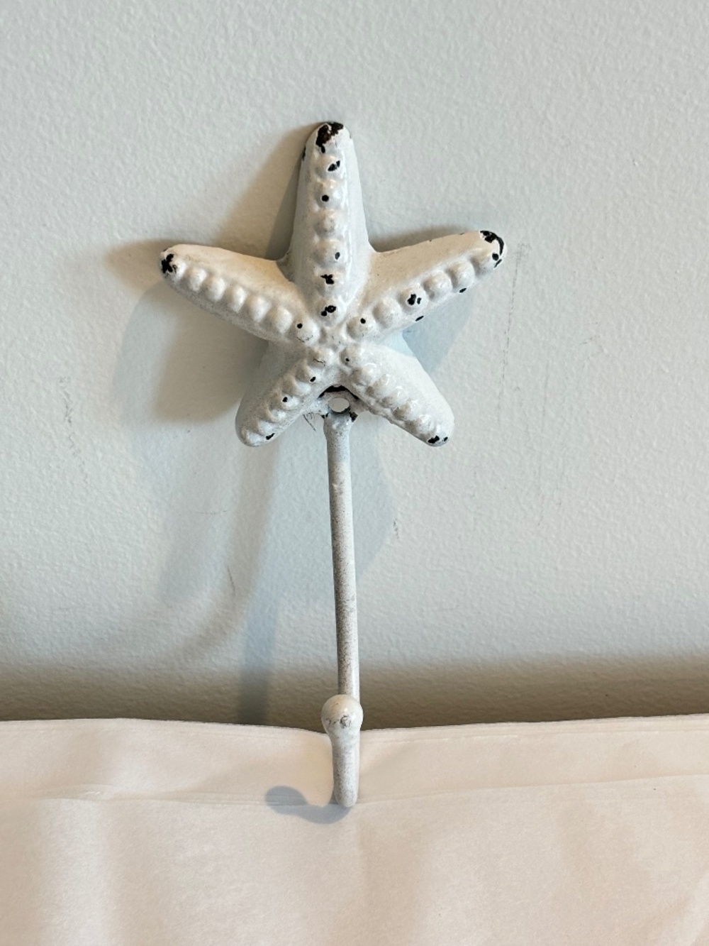 Shabby Chic beach house Coastal White Starfish Wall Hook keys towel robe holder